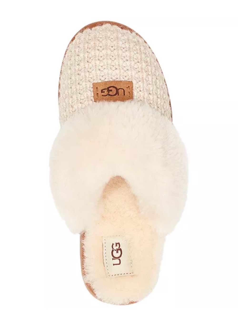 UGG Women's Cream Knit Shearling Slide Slippers